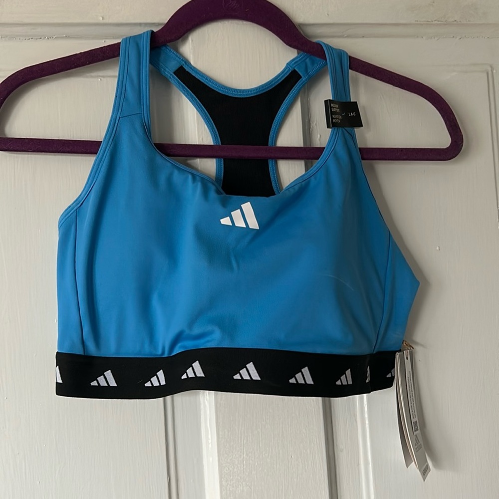 Adidas new with tag sports bra blue and black